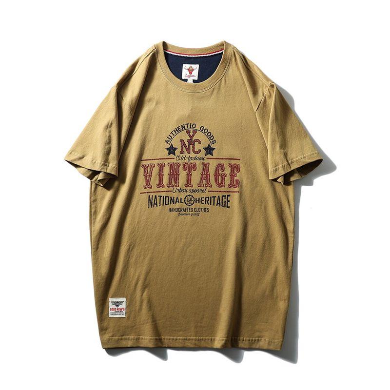 American Retro Niche Pure Cotton Trendy Brand Letter Print Short-Sleeve T-Shirt for Men, Summer Export Men's Clothing, All-Cotton Tee Shirt