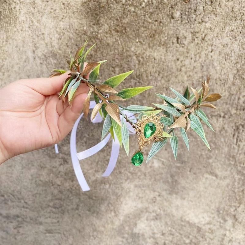 Simulate Tree Leaves Fairy Headband Handmade Elf Princess Headpiece Forest Wedding Flower Crown For Women Girls