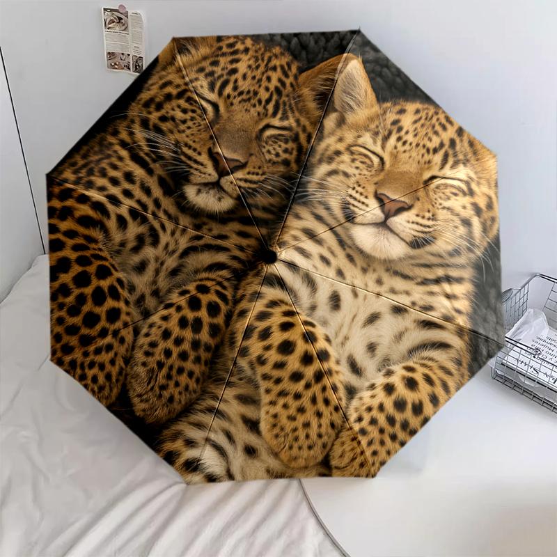 1 st Automatiskt Fällbart Paraply - Tecknat Mönster, Bärbar & Vikbar Design med 8 Ribbor, Jul- Födelsedagspresenter