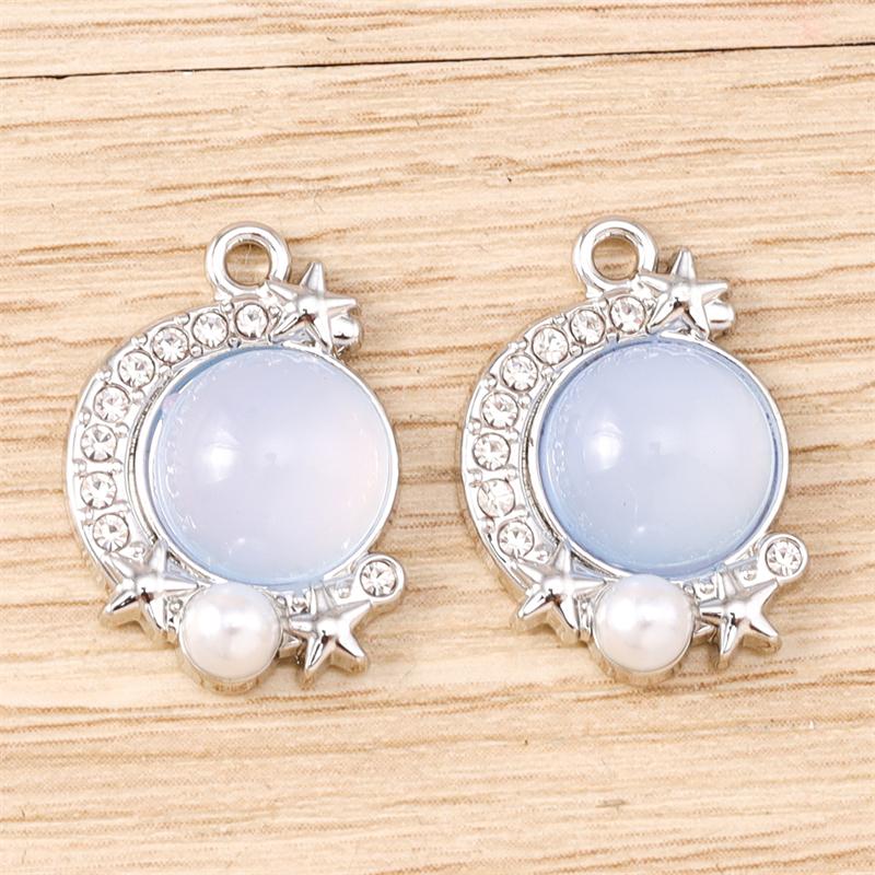 5pcs 14x20mm Elegant Colorful Crystal Moon Charms Pendants for Jewelry Making Drop Earrings Necklaces Bracelets DIY Crafts Gifts