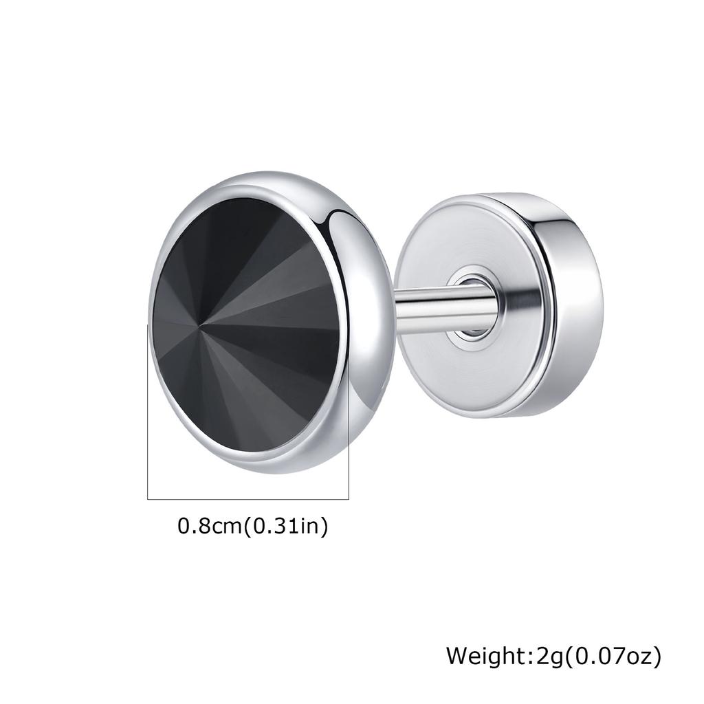 Stylish Cone Zircon Stud Earrings for Men Boys,Waterproof Stainless Steel Round Small Earrings,Hip Hop Jewelry Gifts