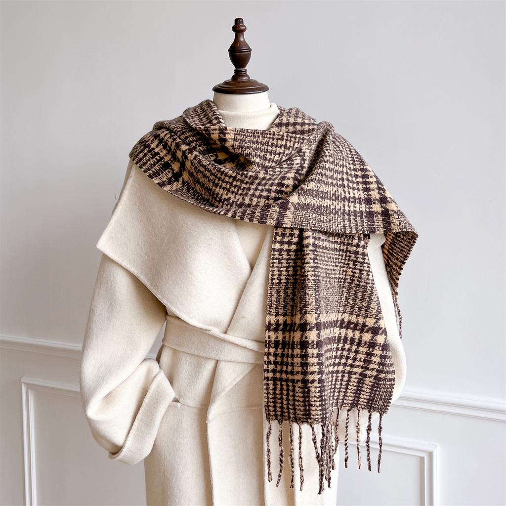 Fashion Plaid Designer Winter Warm Scarf Women Pashmina Cashmere Shawl Stripe Blanket Wrap Outdoor Travel Warm Lady