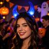 Faixa de Cabeça com Chifres LED Faixa de Cabeça com Chifres Iluminada Faixa de Cabeça de Festa para Halloween Concerto Festa à Fantasia Adereços