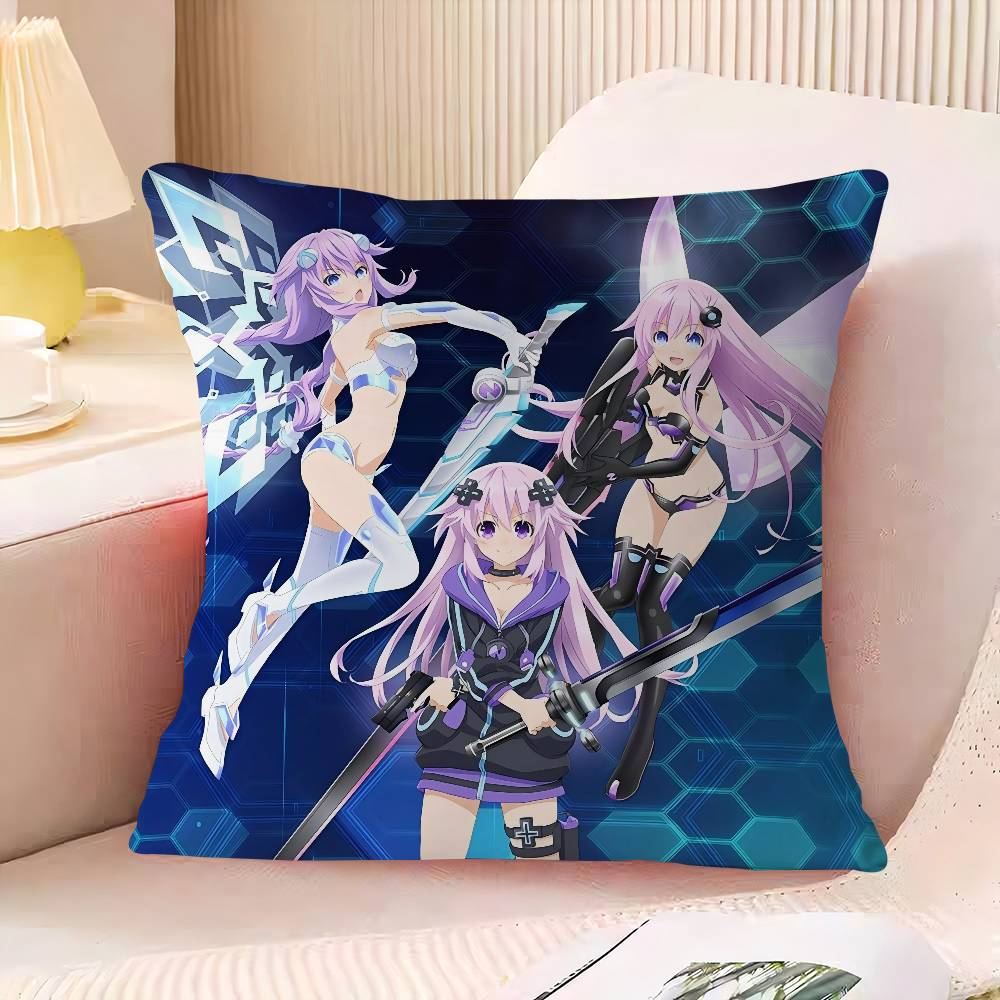 H-Hyperdimension N-Neptunia Cushion Cover Pattern Soft Plush Pillow Case For Home Living Room Sofa Deco