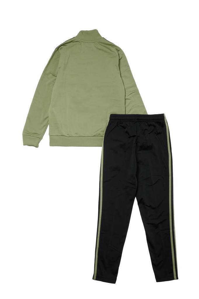 Adidas Essentials Tiberio Tracksuit Tent Green J130 3-Stripes Set, Kids', ECL62, Top Green/Black/White, Bottom Black/Tent (IY1796),