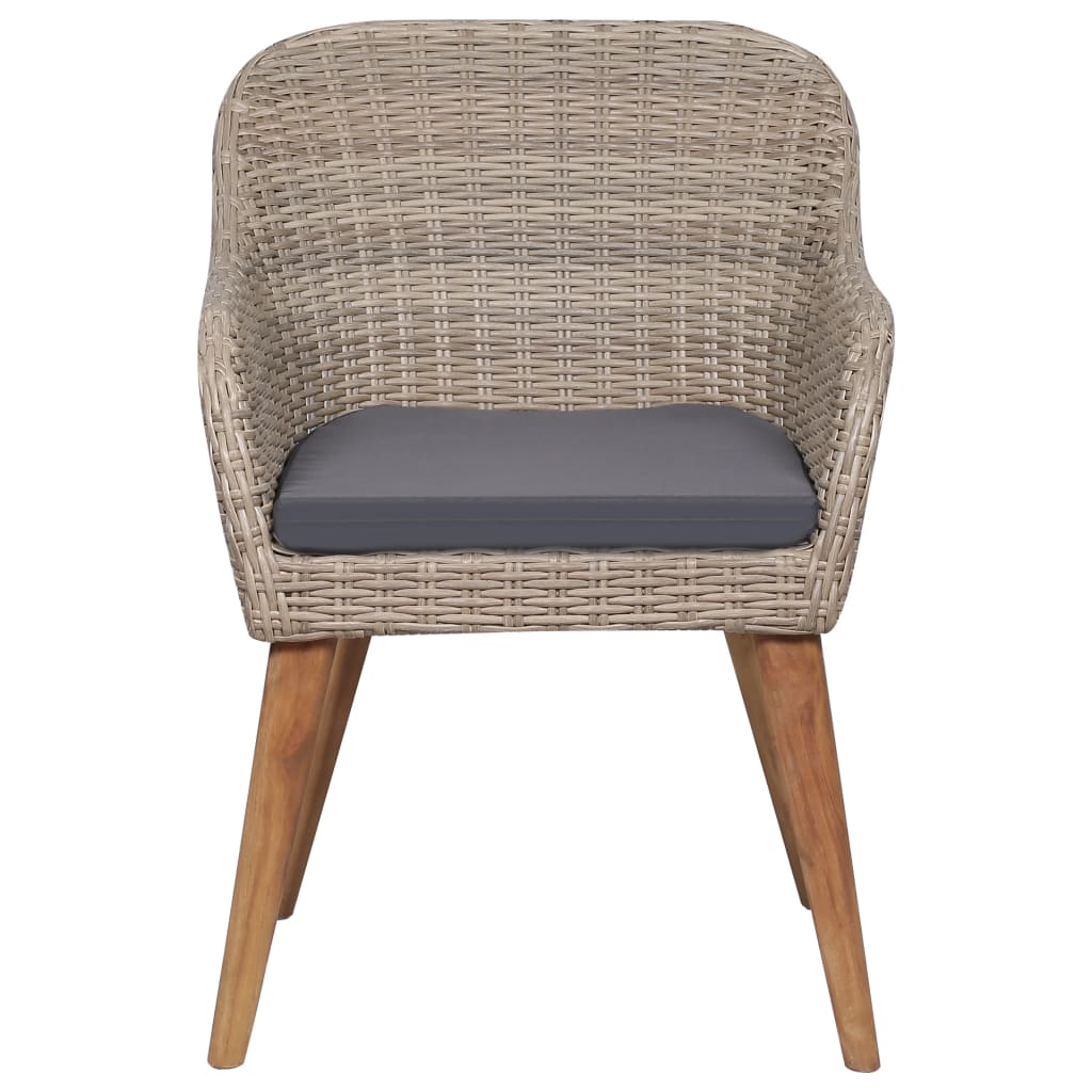Garden Chairs with Cushions 2 Pcs Brown Poly Rattan