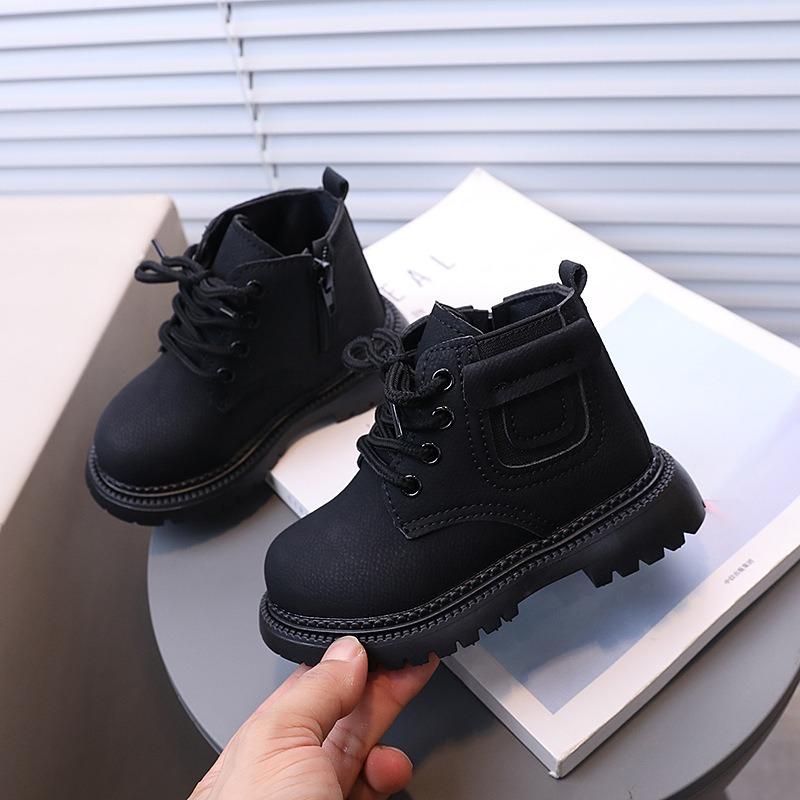 Children's New Fashion British Ankle Boots Boys Side Zipper Stylish Casual Martin Boots Girls Soft Sole