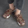 Johnature Casual Flat Shoes Women Sneakers Genuine Leather Mixed Colors Retro Comfortable Thick Sole Platform Sneakers