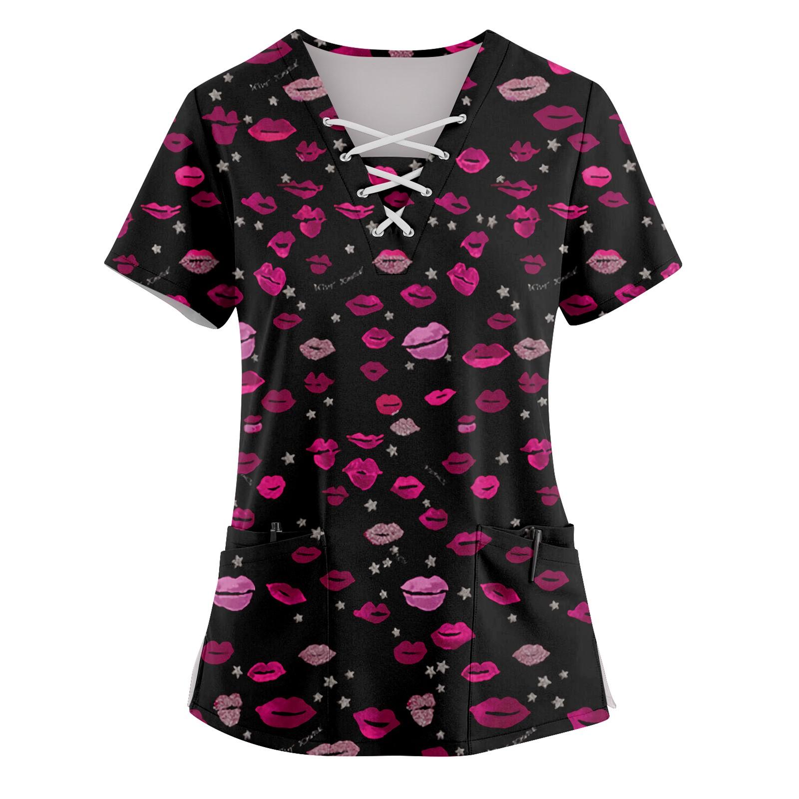 

Women s Short-Sleeve Strap V-Neck Floral Print Pocket Top L винний