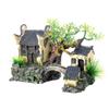 Fish tank landscaping resin desktop ornament rockery aquarium decorative stone house small bridge aquatic grass new Chineseretro