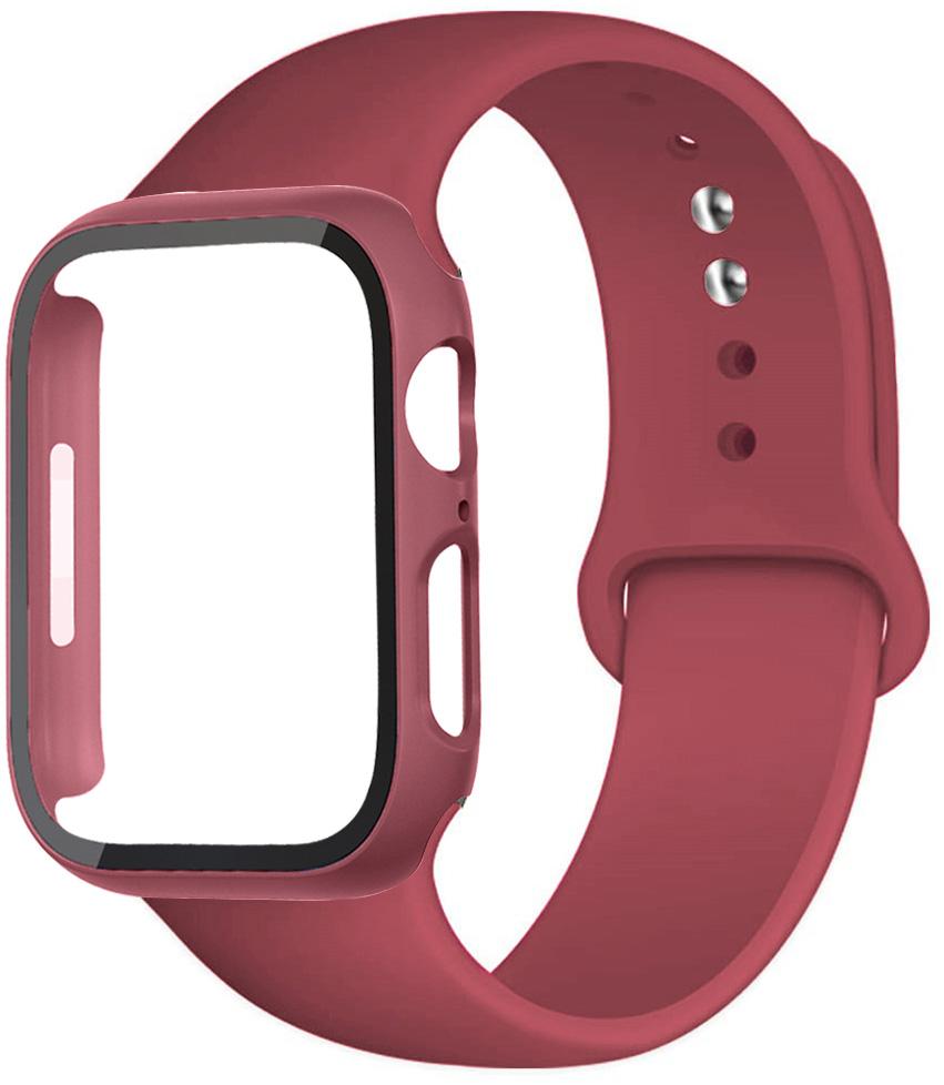 For Apple Watch Bands 46mm 44mm 41mm 40mm 45mm 42mm Silicone Correas Bracelet Iwatch Series 10 9 8 7 6 SE 3 11 Glass+Case+Strap