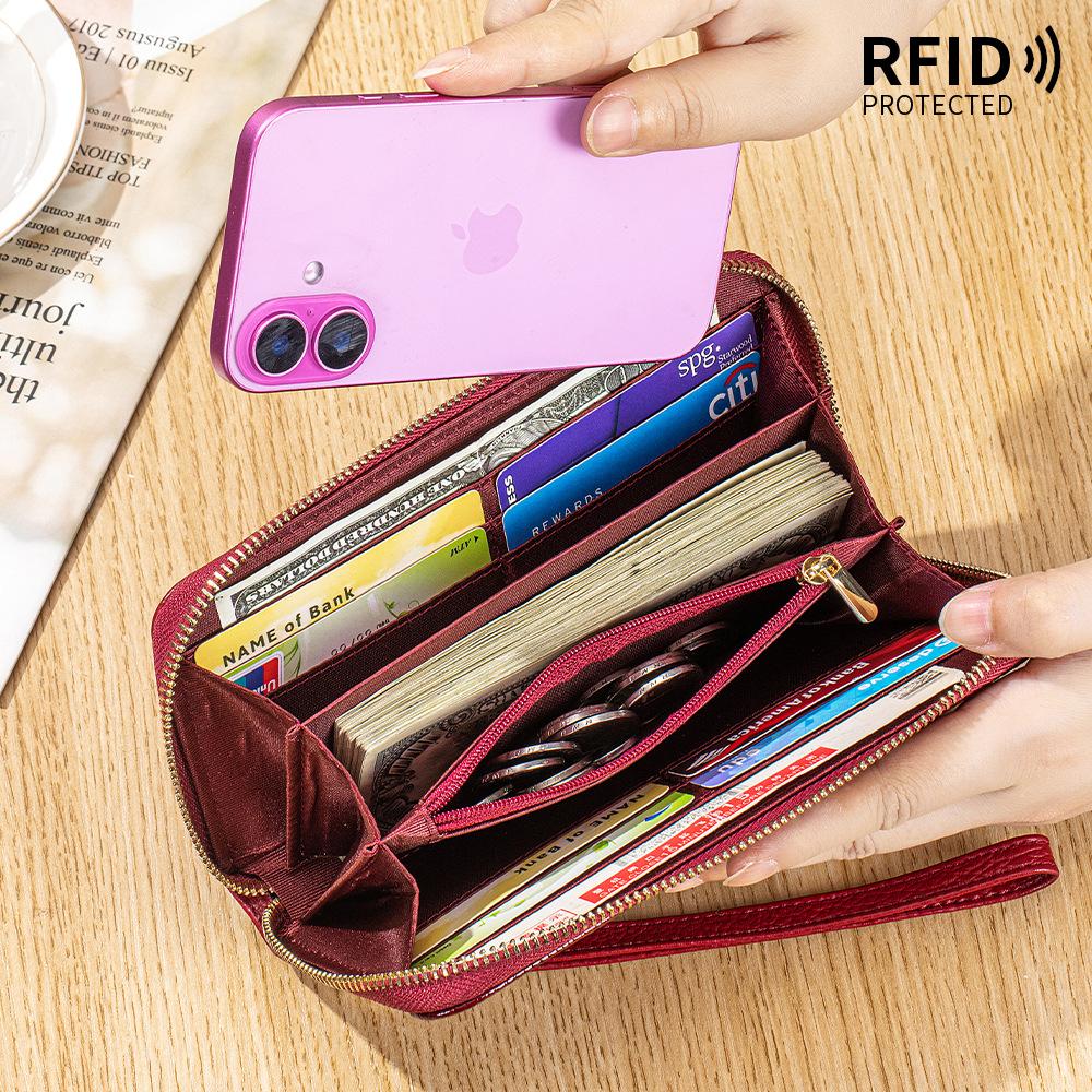 New women's long wallet fashionable crocodile pattern classic mobile phone bag patent leather simple clutch bag large capacity