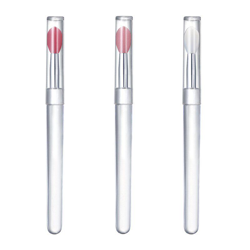 

Sequin Portable Concealer Silicone Lip Brush with Lid Silica gel Pink+Rose+White