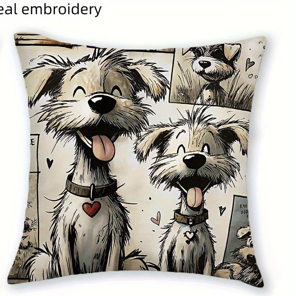 1/4pcs Cute Dog-Patterned Pillowcases with 2D Flat Printing Sofa Cushion Cover Home Bedroom Room Decoration