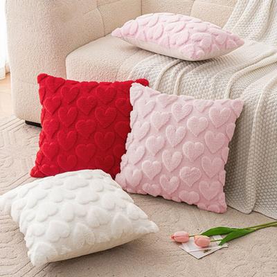 Valentinstag Kissenbezug Flauschiges Liebesherz Überwurf-Kissenbezug Plüsch-Kissenbezug mit verdecktem Reißverschluss für Sofa Schlafzimmer Wohnzimmer Dekoration