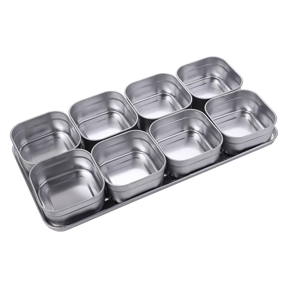 6/8 Grid Seasoning Storage Box Rectangular Stainless Steel Food Preparation Box Durable Rust-proof Dessert Ingredient Box