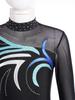 Girls Figure Skating Dress with Sparkly Rhinestones Sheer Mesh Patchwork Long Sleeve for Dance Performance