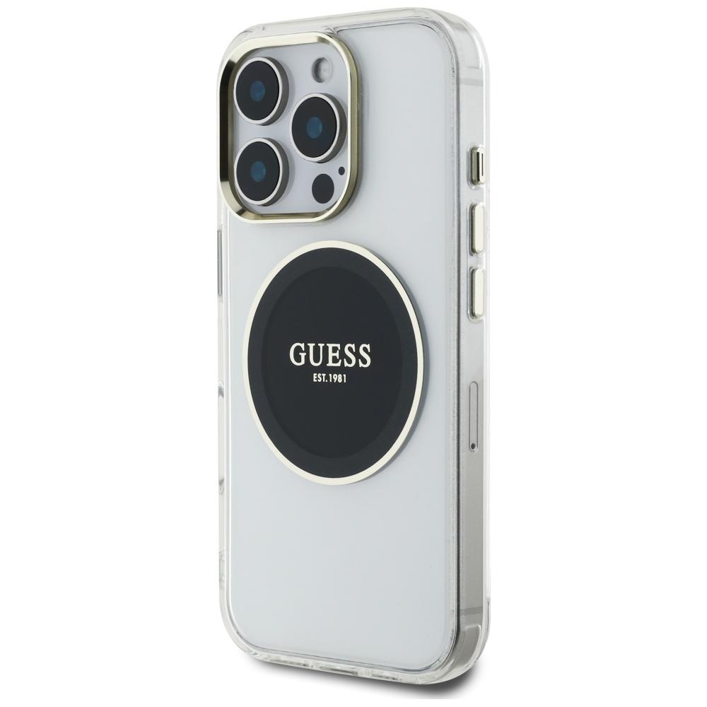 Guess IML Metal Colored Circle Classic Logo MagSafe case for iPhone 16 Pro black
