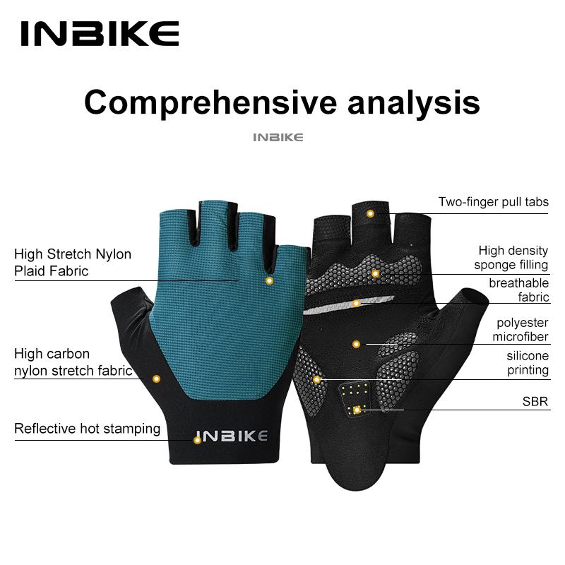INBIKE Fahrradhandschuhe Sommer MTB Fahrradhandschuhe für Herren Gelgepolsterte Halbfinger Rennradhandschuhe Zubehör