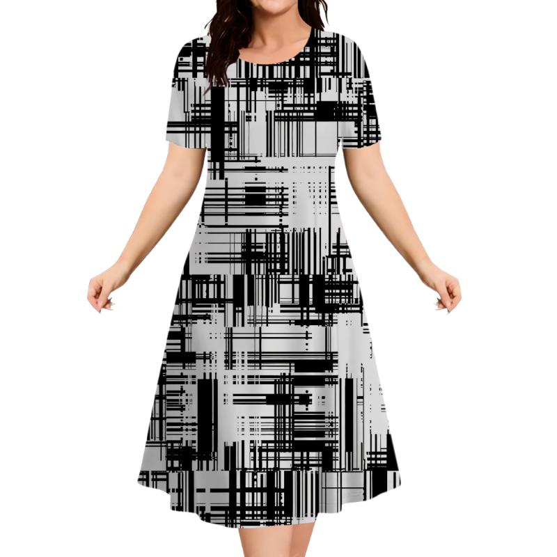 Oversized Summer Women's Short Sleeve Dress Plus Size 9XL Women's Loose Short Dress Casual Printed Fashion Party Dresses 2025