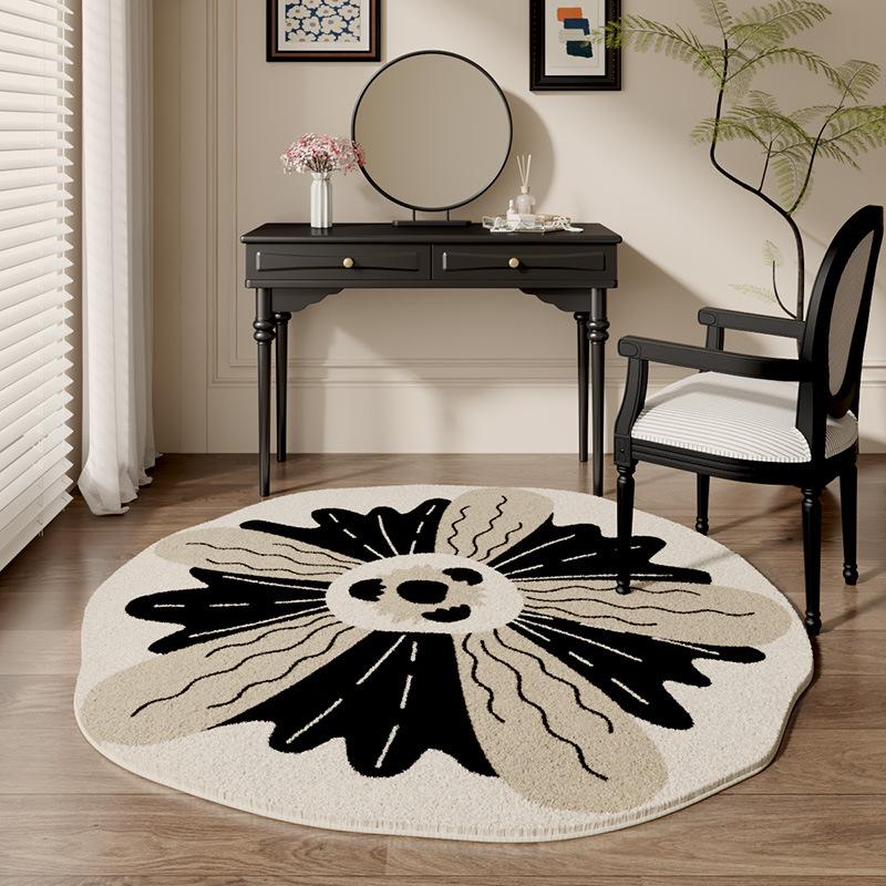 Französischer Blumenförmiger Weicher Teppich Wohnzimmer Fleckenabweisender Faux-Kaschmir-Teppich Innen Make-up Ankleidezimmer Schlafzimmer Fußteppich