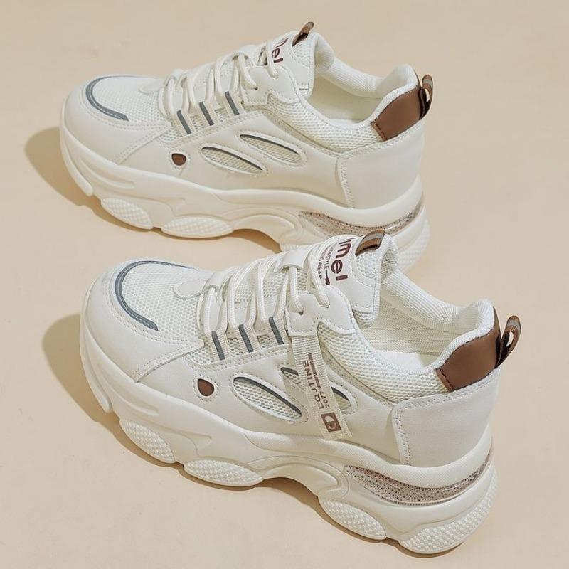 

Женские кроссовки на толстой подошве, новые дышащие повседневные кроссовки и спортивная обувь с увеличением роста 40 бежевый