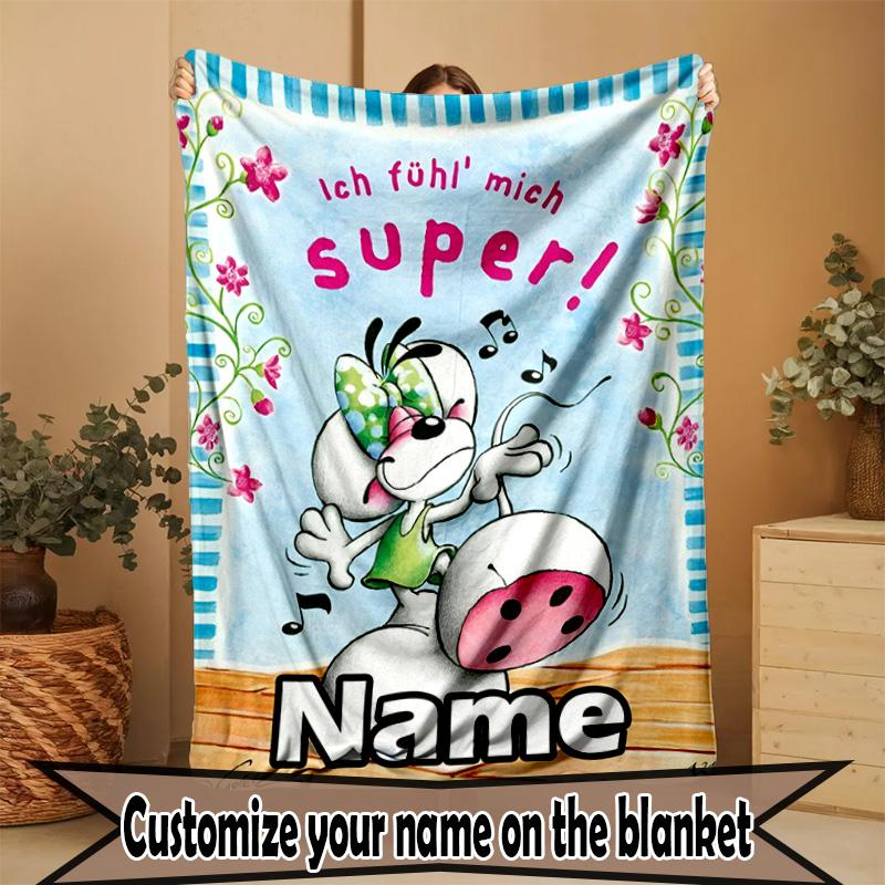Custom Name Personalized Diddl Print Blanket, Home Decor, Bedroom, Sofa, Camping, Couch, Gifts for Birthday ChristmasEnthusiasts