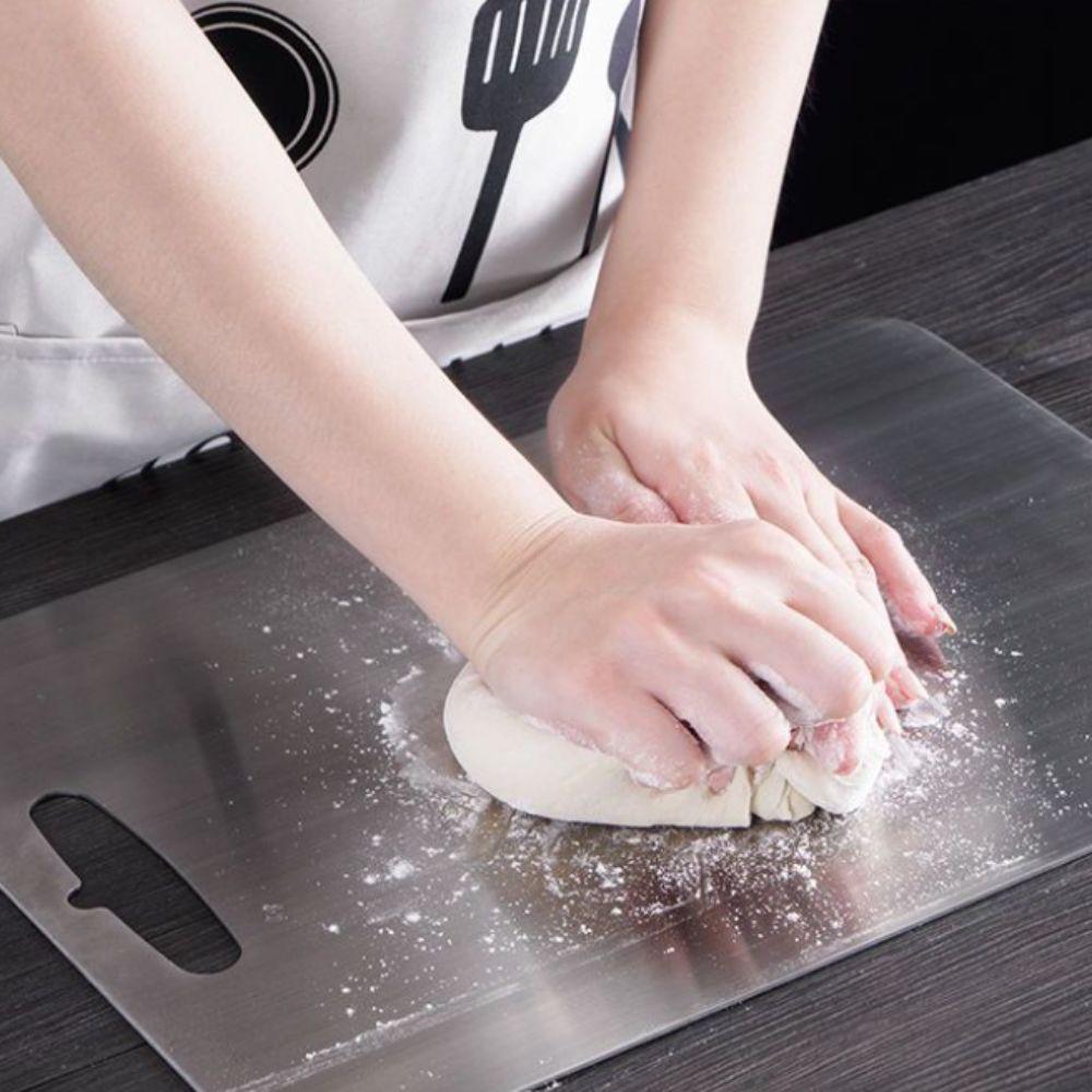 Rectangular 304 Stainless Steel Cutting Board Mold Proof Deodorized Chopping Board Double-Sided Use Kneading Board