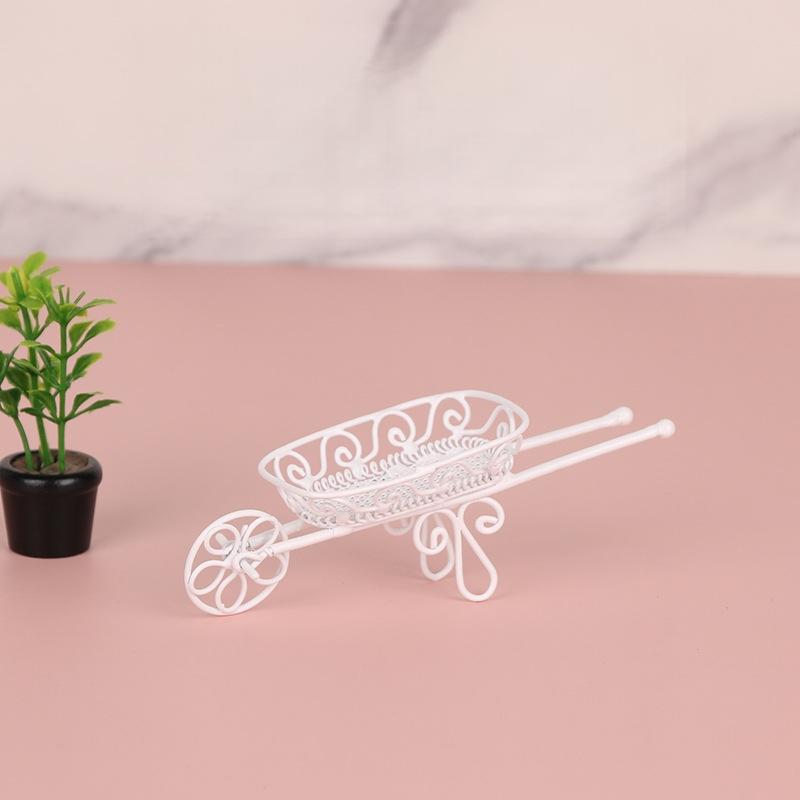 1Pcs Cute Simulation Mini Iron Handcart Toy Creative Desktop Decoration Gift Dollhouse Garden Tool Accessories