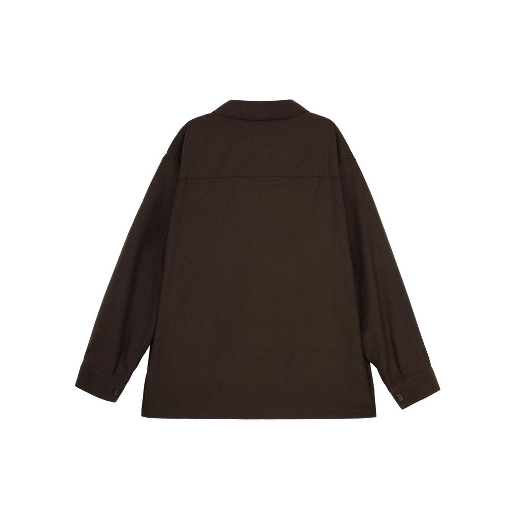 Uniqlo Solid Color Single-Breasted Loose Long Sleeve Shirt Unisex Shirts Brown 460691-37