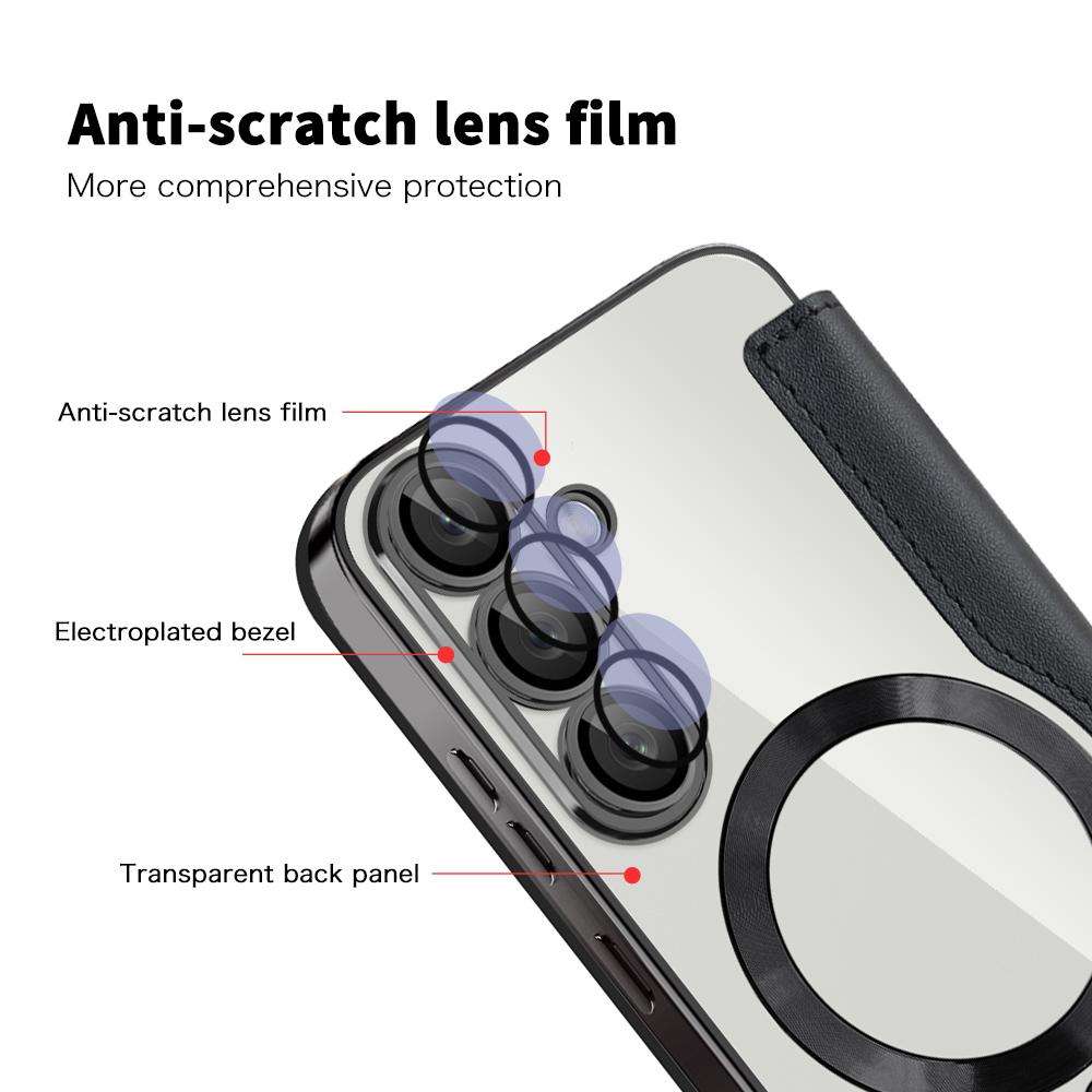 For Samsung Galaxy S25 Case Compatible with MagSafe Rhombus PU Leather Phone Cover