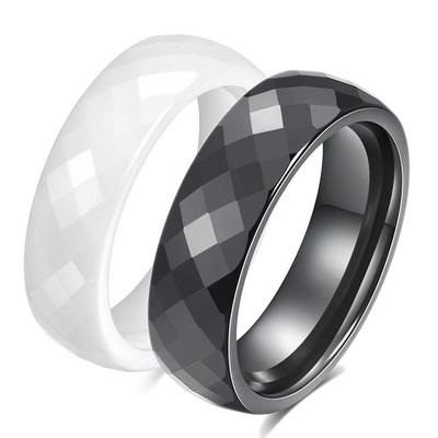 Anillos de pareja de cerámica negra y blanca de 6 mm de moda: Estilo europeo y americano