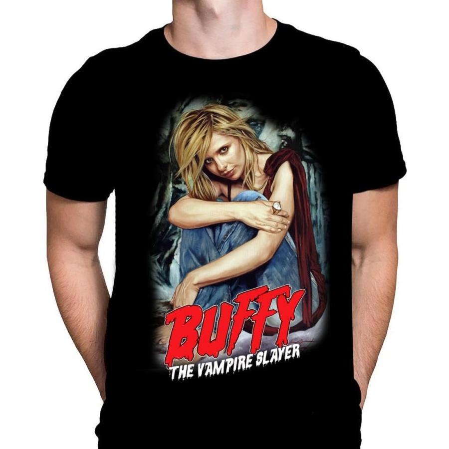 Wild Star Hearts Buffy Vampire Slayer Mens T-Shirt Horror Film Print, Black Cotton T-Shirt, Movie Poster Tee by Rick Melton S