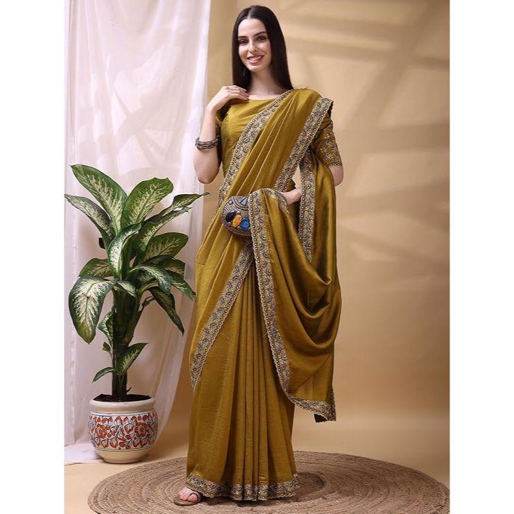Premium Yellow Silk Saree with Matching Blouse – Radiant Festive Elegance
