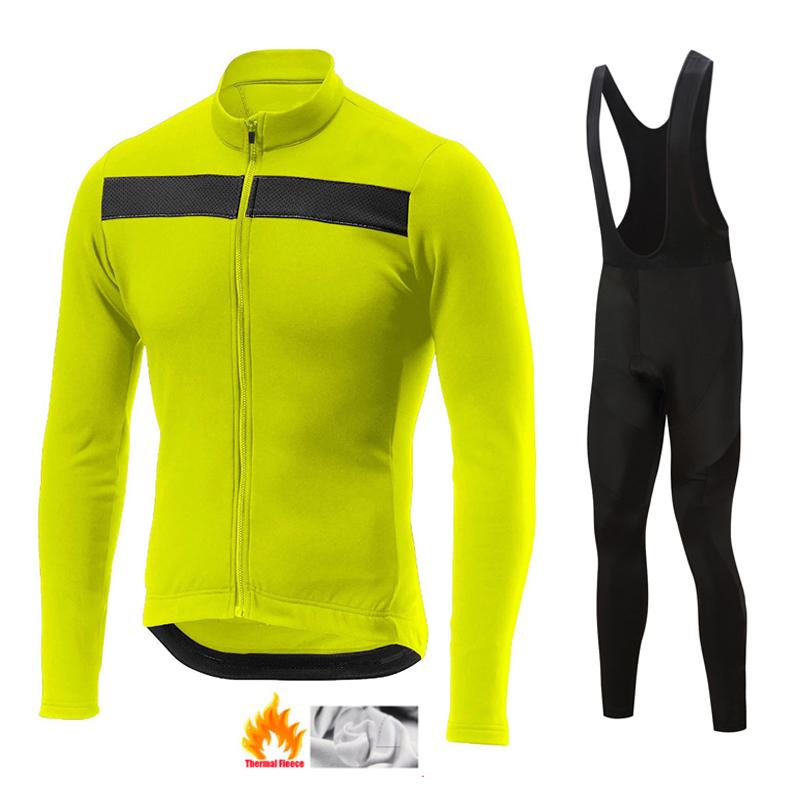 Team Men's Winter Thermal Fleece Cycling Long Sleeve MTB Bicycle Warm Riding Jersey Set Road Bicycle Riding Outdoor Clothing