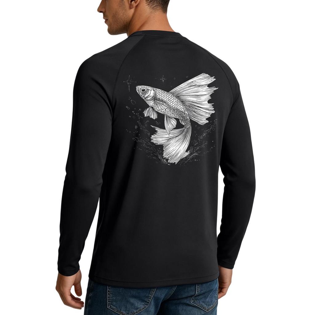 Men's UPF50+ Sun Protection Shirt Long Sleeve Lightweight Stretch Outdoor Fishing Sports Top Quick Dry Breathable Fabric