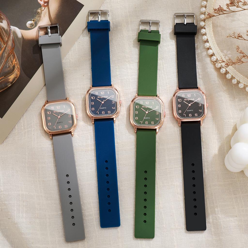 Women Square Watches Casual Silicone Strap Quartz Watch for Girls Clock