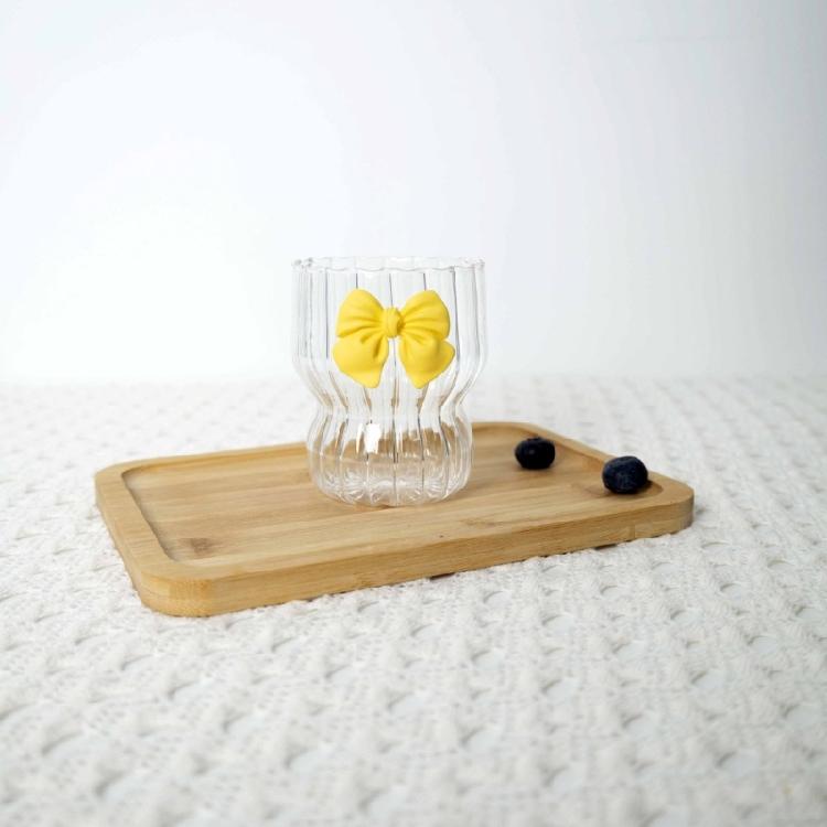 Glasbecher mit süßer Schleife Langlebiges Glasmaterial Leicht zu reinigen Wasserbecher
