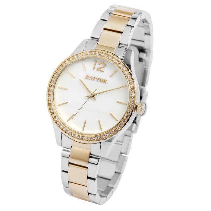 Montre femme - RAPTOR - Pia - Acier inoxydable bicolore argent/or - Cadran nacre 36 mm - Quartz Miyota 2035