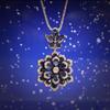 Foydjew New Flower-shaped Zircon Sets Necklaces Luxury Royal Blue Pendant Earrings Simulated Emerald Color Treasure Rings