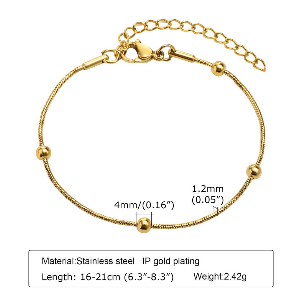 Non Tarnish Stainless Steel Bracelet Gold Plated Stackable for Women, Thin Herribone Chain Bracelet Waterproof Jewelry