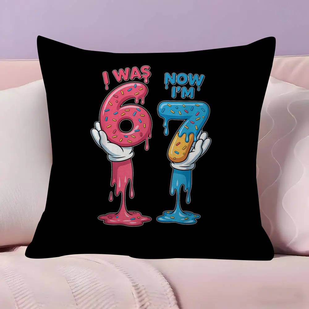 Cartoon 67 Six Seven  Cushion Cover Pillow Cover Decor Pillowcase Printed Cushion Case for Couch