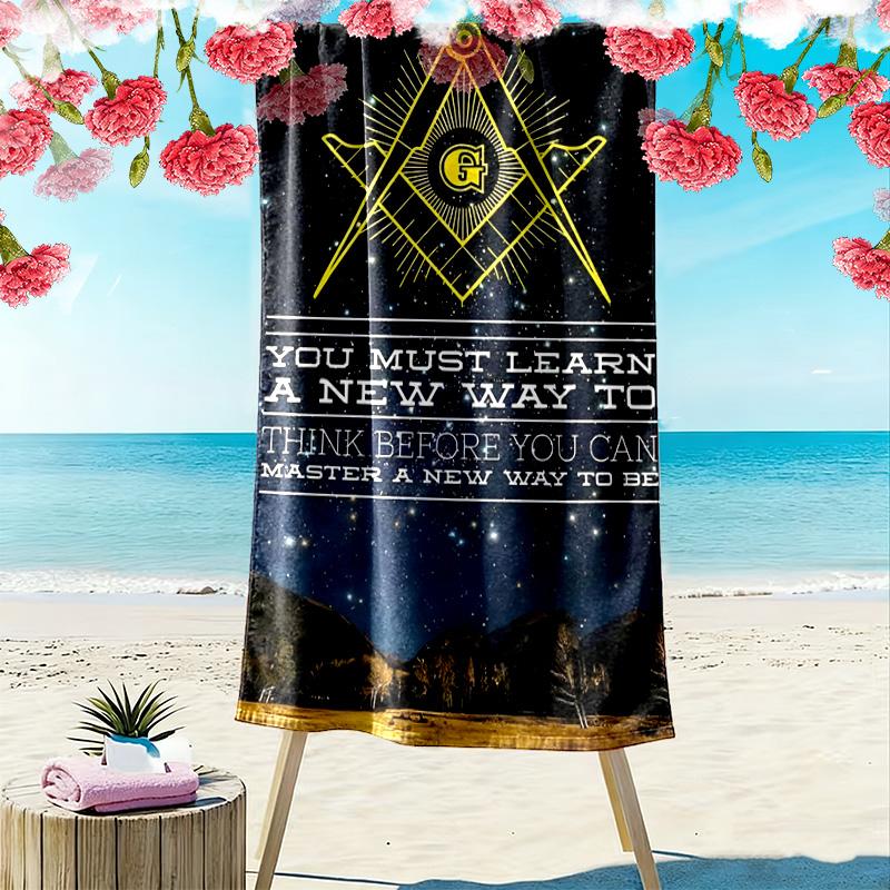 Enigmatic Divine Blueprint beach towel Portable for travel Outdoor camping Absorbent bath towel quick-drying swim towel Outdoor pool towel