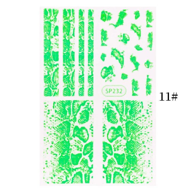 

1 лист, флуоресцентные зеленые наклейки для ногтей, наклейки для дизайна ногтей, украшение в виде змеи, зебры, леопарда, дикий дизайн кожи