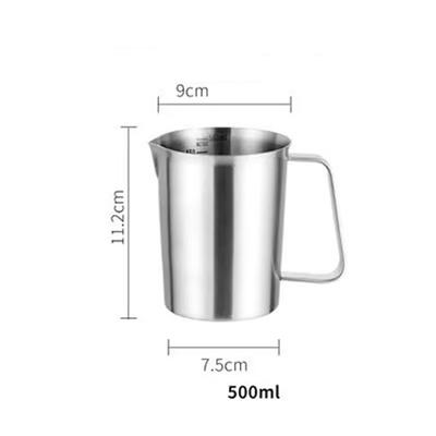 500/1000/1500/2000ML Stainless Steel Cup Stainless Steel with Handle Milk Frothing Jug with Scale Rust Proof Graduated Cup