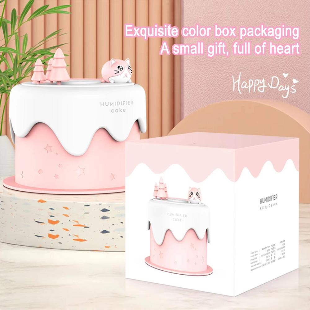 Cute Mini Small Cake Humidifier USB Night Light Desktop Household Use Cartoon Spray Humidifier Gift