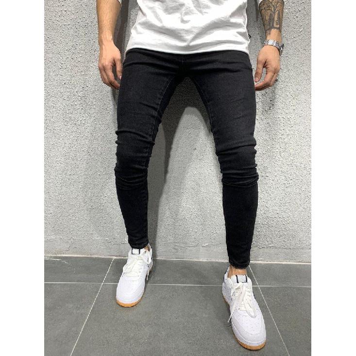 High Quality European And American Men'S Elastic Tight Fitting Small Leg Jeans