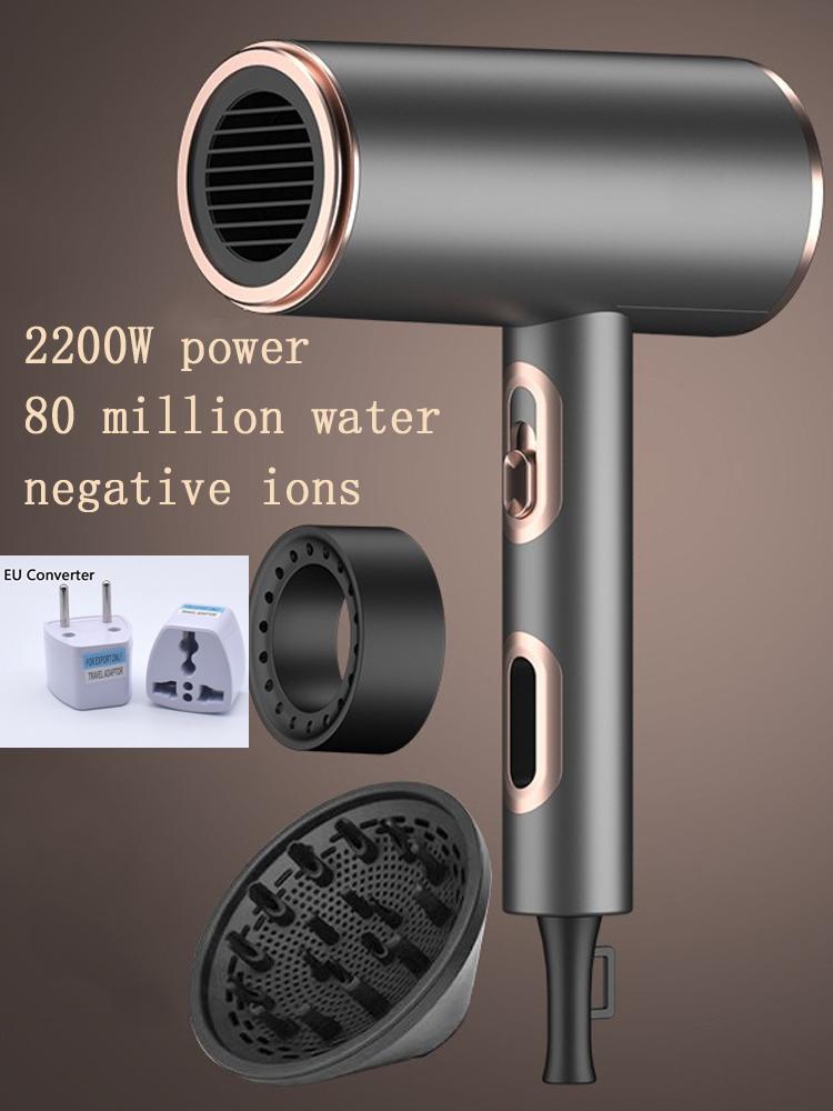 Przenośne suszarki do włosów Jon ujemny 1800W 2200W Trzybiegowa regulacja ogrzewania i chłodzenia Wysoka moc Niebieskie światło Antystatyczna suszarka nadmuchowa Urządzenia domowe
