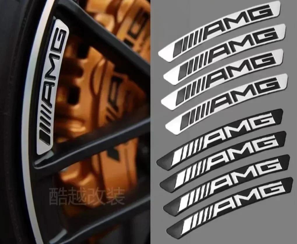 4 Pièces Style Voiture Jante de Roue en Aluminium Autocollant Décalcomanie Pour Mercedes Benz W204 W205 W211 Amg W212 W213 W203 Smart 451 Fortwo W176 W124 BD1