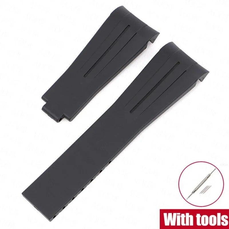 Rubber Watch Band Fit for Omega X Swatch Moonswatch 20mm Stainless Steel Folding Buckle Men Women Curved Replace Strap for Rolex